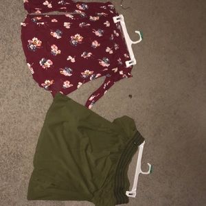 Two off the shoulder tops- one long sleeve